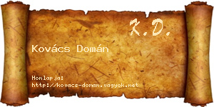 Kovács Domán névjegykártya